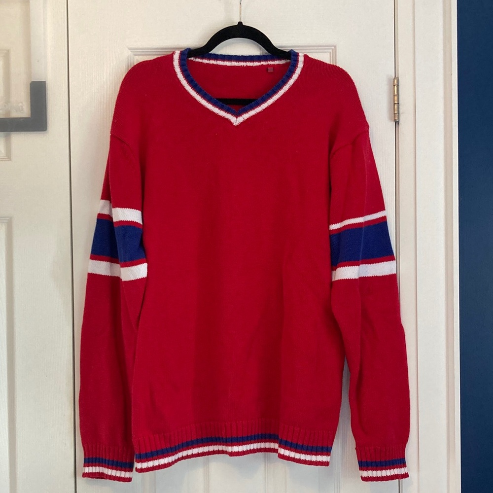 Vintage Montreal Habs Jersey Inspired Knit Sweater